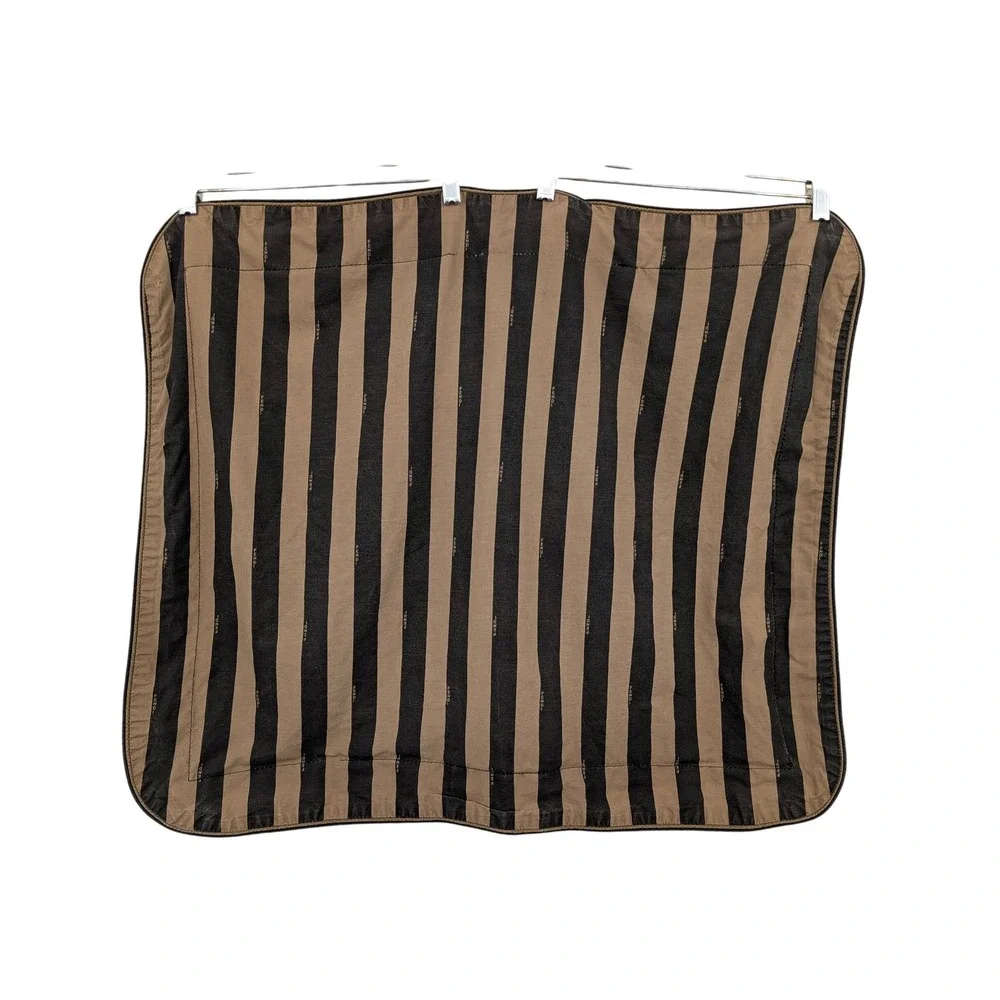 Vintage Fendi Roma Set of 2 Pillow Shams Brown Pequin Stripe Logo 26x22